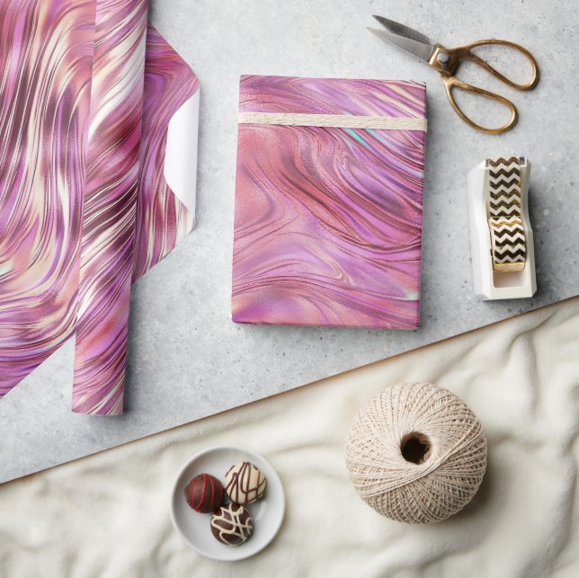 Girly Pink Pearl Rose Geschenkpapier (Kunsthandwerk)