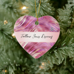 Girly Pink Pearl Rose Keramik Ornament