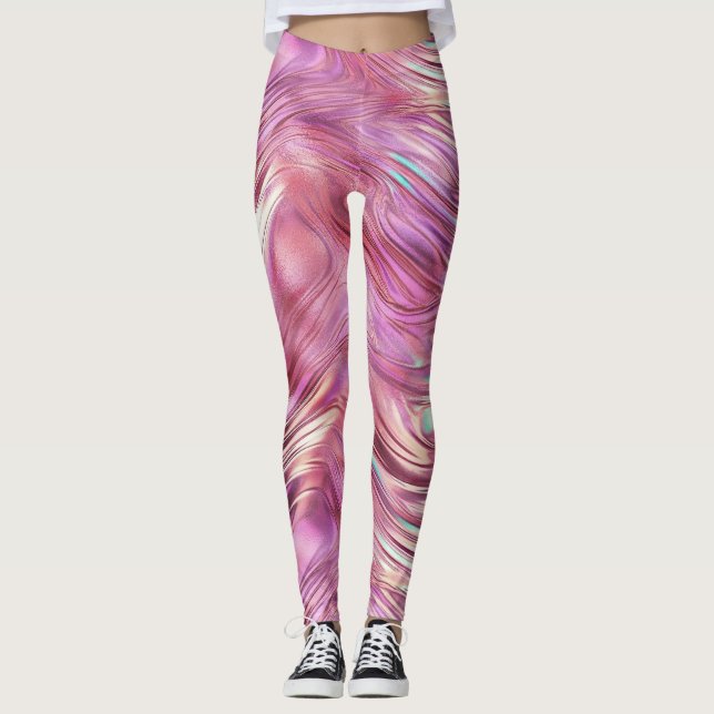 Girly Pink Pearl Rose Leggings (Vorderseite)