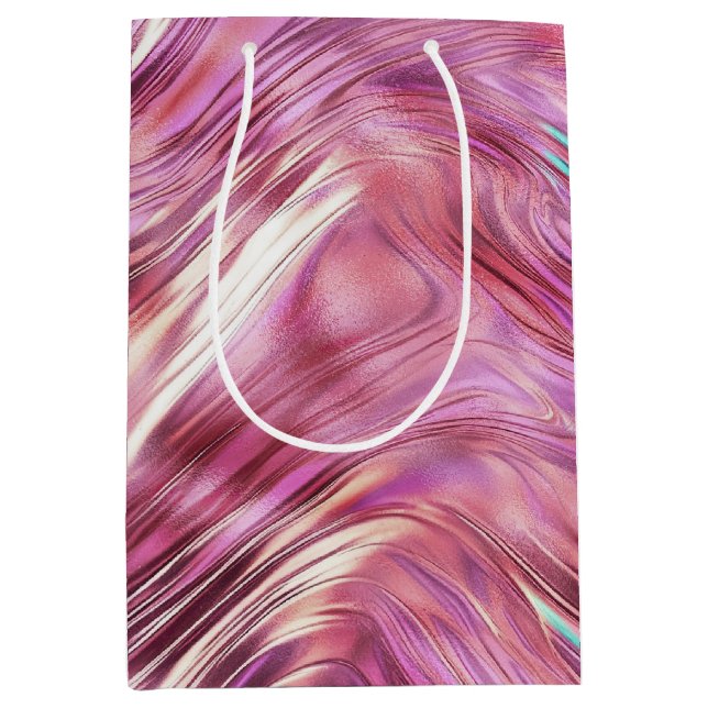 Girly Pink Pearl Rose Mittlere Geschenktüte (Vorderseite)