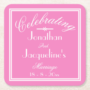 Girly Pink Personalisiert Chic Wedding Untersetzer