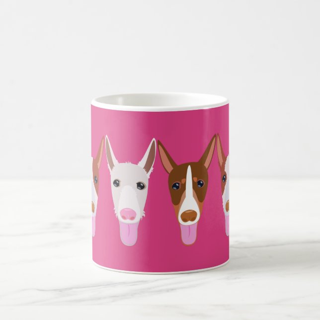 Girly Pink Podenco Cartoon Faces Kaffeetasse (Mittel)