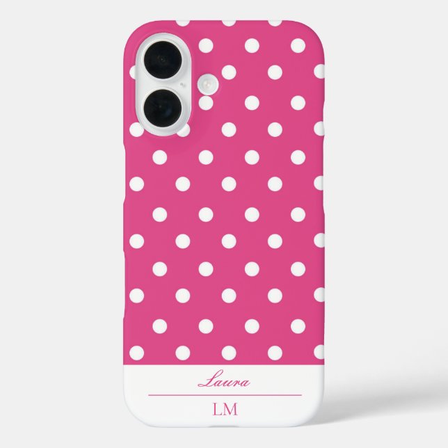 Girly Pink Polka Dot Case-Mate iPhone Hülle (Rückseite)