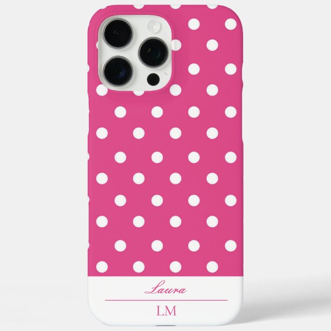 Girly Pink Polka Dot Case-Mate iPhone Hülle (Rückseite)