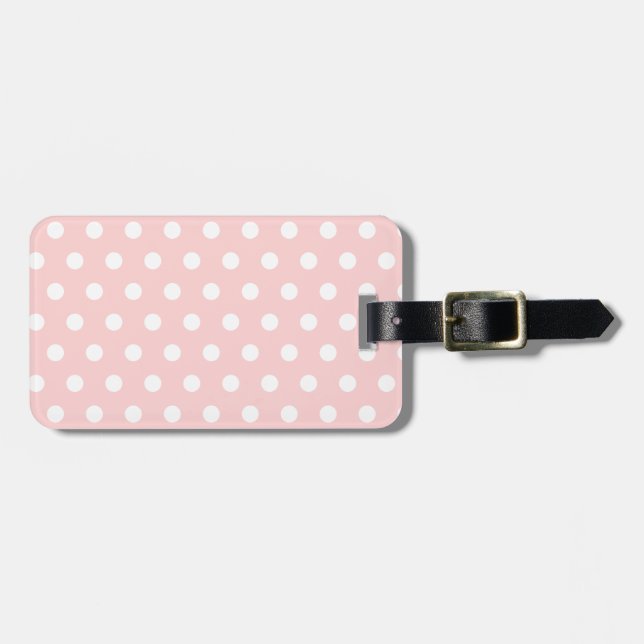 Girly Pink Polka Dot Gepäckanhänger (Vorderseite horizontal)