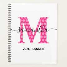 Girly Pink Polka Dot Monogram