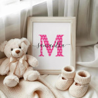 Girly Pink Polka Dot Monogram