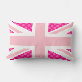 Girly Pink Polka Dot Union Jack Lendenkissen