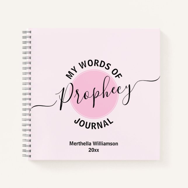 Girly Pink Prophetic Wordjournal Notizbuch (Vorderseite)