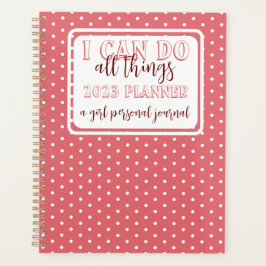 Girly Pink Punkte ich kann alles tun 2023 Journal Planer