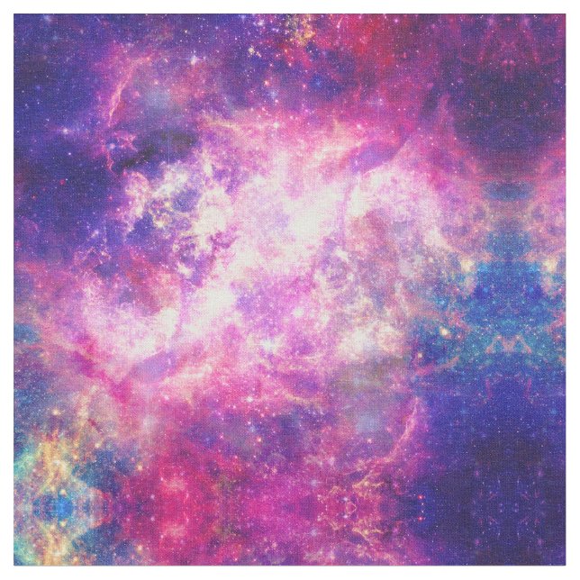 Girly Pink Purple Space Nebula Galaxy Stoff (Nahaufnahme)