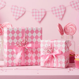 Girly Pink Raute Diamond Pattern Geschenkpapier
