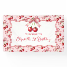 Girly Pink Red Coquette Cherry Erster Geburtstag