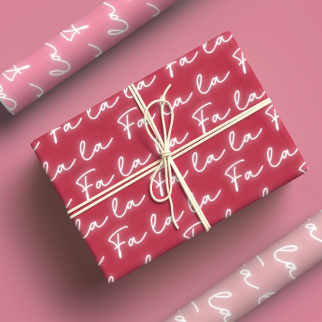 Girly Pink & Red Fa La Calligraphy Weihnachten Geschenkpapier Set (Von Creator hochgeladen)
