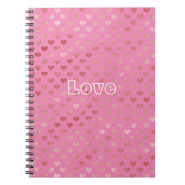 Girly Pink Red Hearts Ombre Notizblock (Vorderseite)