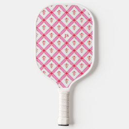 Girly Pink & Red Muster mit Initialen Pickleball Schläger
