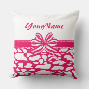 Girly Pink Ribbon Throw Kissen