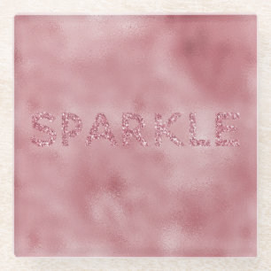 Girly Pink Rose Glitzer Sparkle Glasuntersetzer