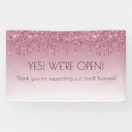 Girly Pink Rose Gold Ja Wir sind Open Imitate Glit Banner