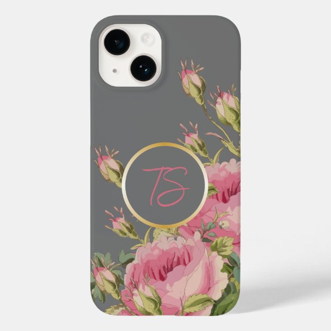 Girly Pink Roses Case-Mate iPhone Hülle (Rückseite)