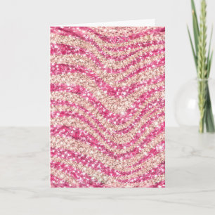 Girly Pink Schimmer Zebra-Muster Karte