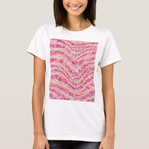 Girly Pink Schimmernder Zebrastreifen             T-Shirt