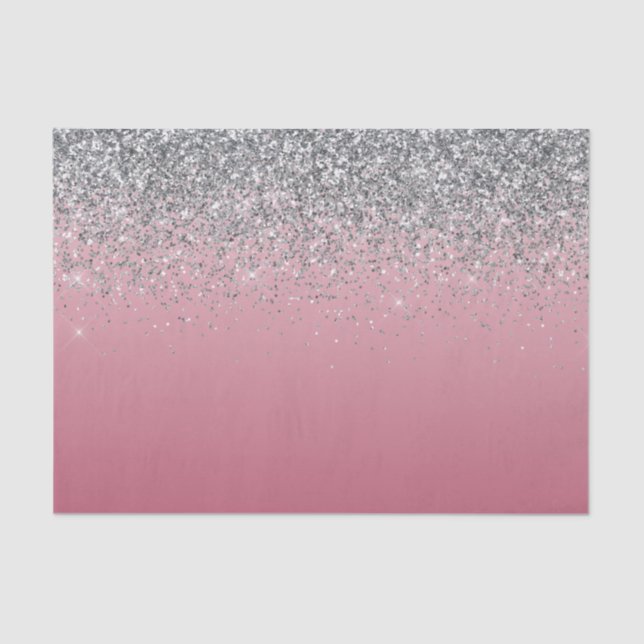 Girly Pink Silver Sparkle Glitzer       Seidenpapier (Vorderseite)