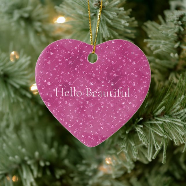 Girly Pink Sparkle Glitzer Blume Keramik Ornament (Baum)