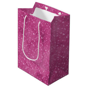 Girly Pink Sparkle Glitzer Blume Mittlere Geschenktüte