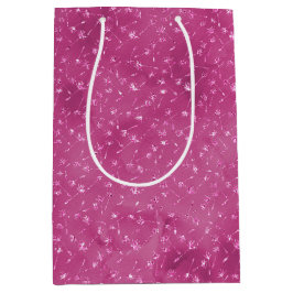 Girly Pink Sparkle Glitzer Blume Mittlere Geschenktüte