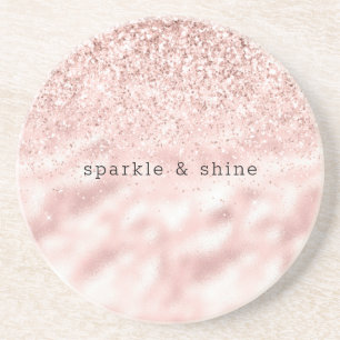 Girly Pink Sparkle Glitzer personalisiert Getränkeuntersetzer