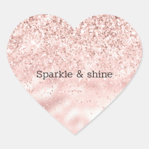 Girly Pink Sparkle Glitzer personalisiert Herz-Aufkleber