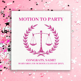 Girly Pink Sparkle Law School Graduation Party Serviette
