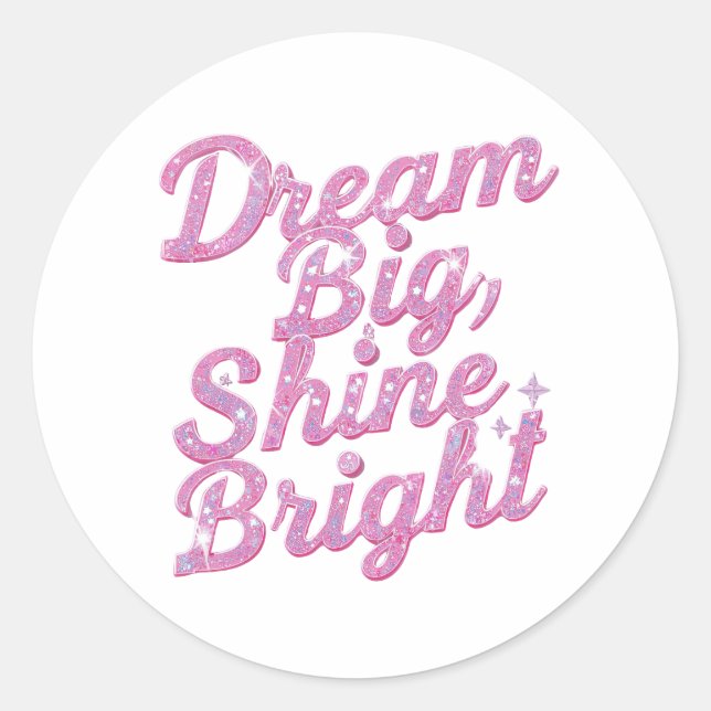 Girly Pink Sparkle Motivational Quote Runder Aufkleber (Vorderseite)