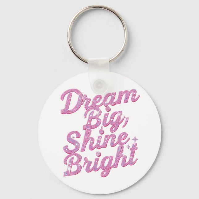Girly Pink Sparkle Motivational Quote Schlüsselanhänger (Vorderseite)