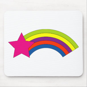 Girly Pink Star Rainbow Mousepad