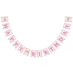 Girly Pink Sweet One 1st Happy Birthday Cupcakes Wimpelkette