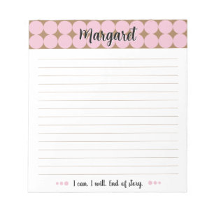 Girly Pink Tan Dots Musterskript Notepad Notizblock