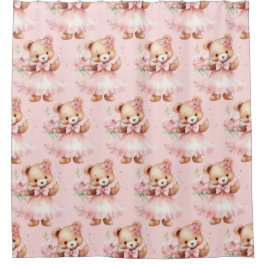Girly Pink Teddy Bären Duschvorhänge Duschvorhang