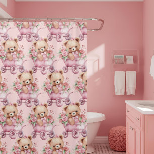 Girly Pink Teddy Bären Duschvorhänge Duschvorhang