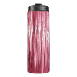 Girly Pink Tinsel Stripes Thermosbecher