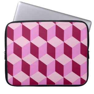 Girly Pink Tumbling Blocks Nahtloses Muster Laptopschutzhülle