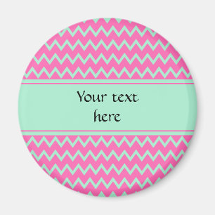 Girly Pink und Green Zigzag Muster Magnet