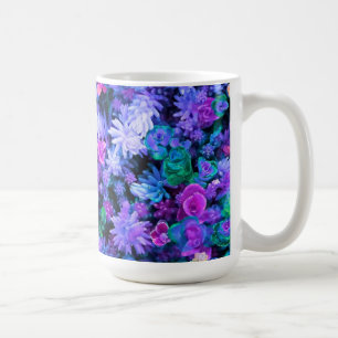 Girly Pink und Lila Blumensukkulturen Kaffeetasse