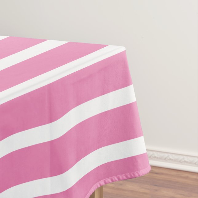 Girly Pink und White Strip Tischdecke (Beispiel)