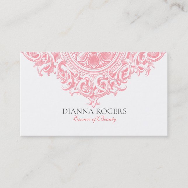 Girly Pink Verziert Vintag Mandala Wirbel Visitenkarte (Vorderseite)