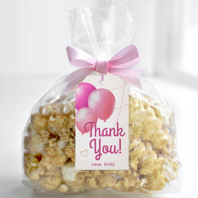 Girly Pink Vielen Dank zum Geburtstag Geschenkanhänger (Easily personalize these cute pink "Let's Party" favor tags with just a few clicks.)