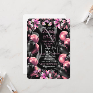 Girly Pink Watercolor Birthday Invitation | Editab Einladung