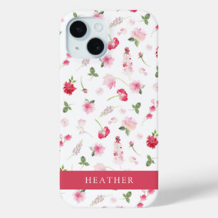 Girly Pink Watercolor Floral Name Case-Mate iPhone Case-Mate iPhone Hülle