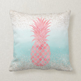 Girly Pink Watercolor Tropischer Ananas Kissen